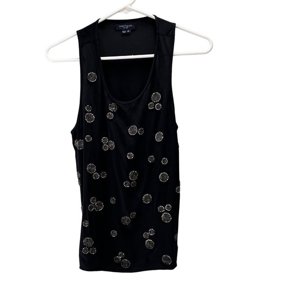 Gryphon New York Silk Tank Top size XS Beaded Rhinestones Navy Blue - Picture 1 of 6